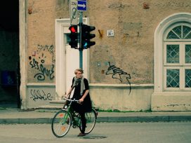 Lithuanian woman on a bike